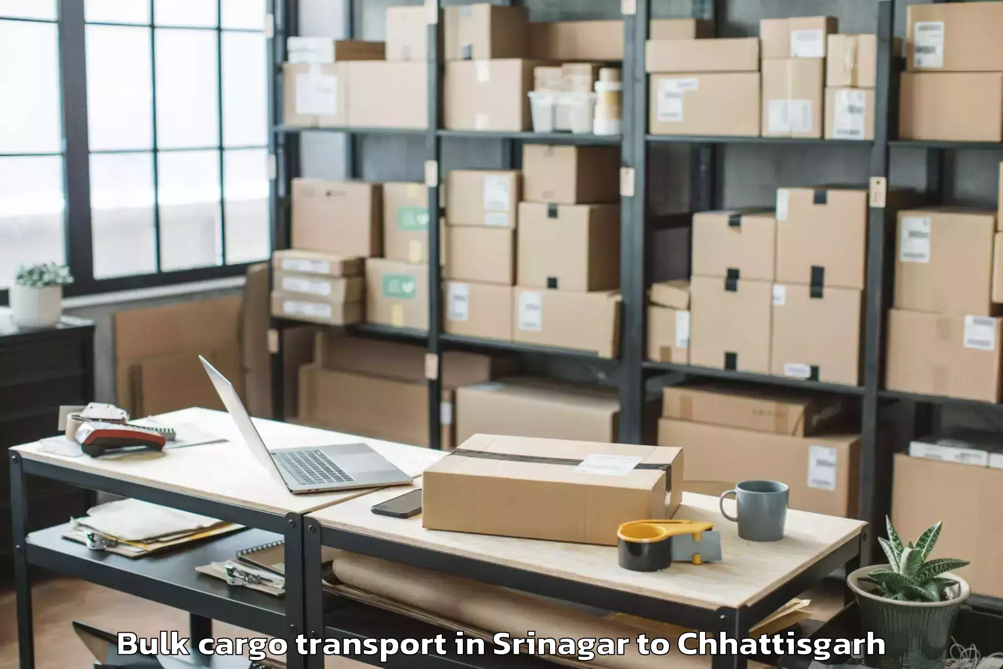 Professional Srinagar to Gharghoda Bulk Cargo Transport